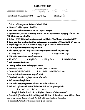 Bài tập Hoá học 8 - Học kì I